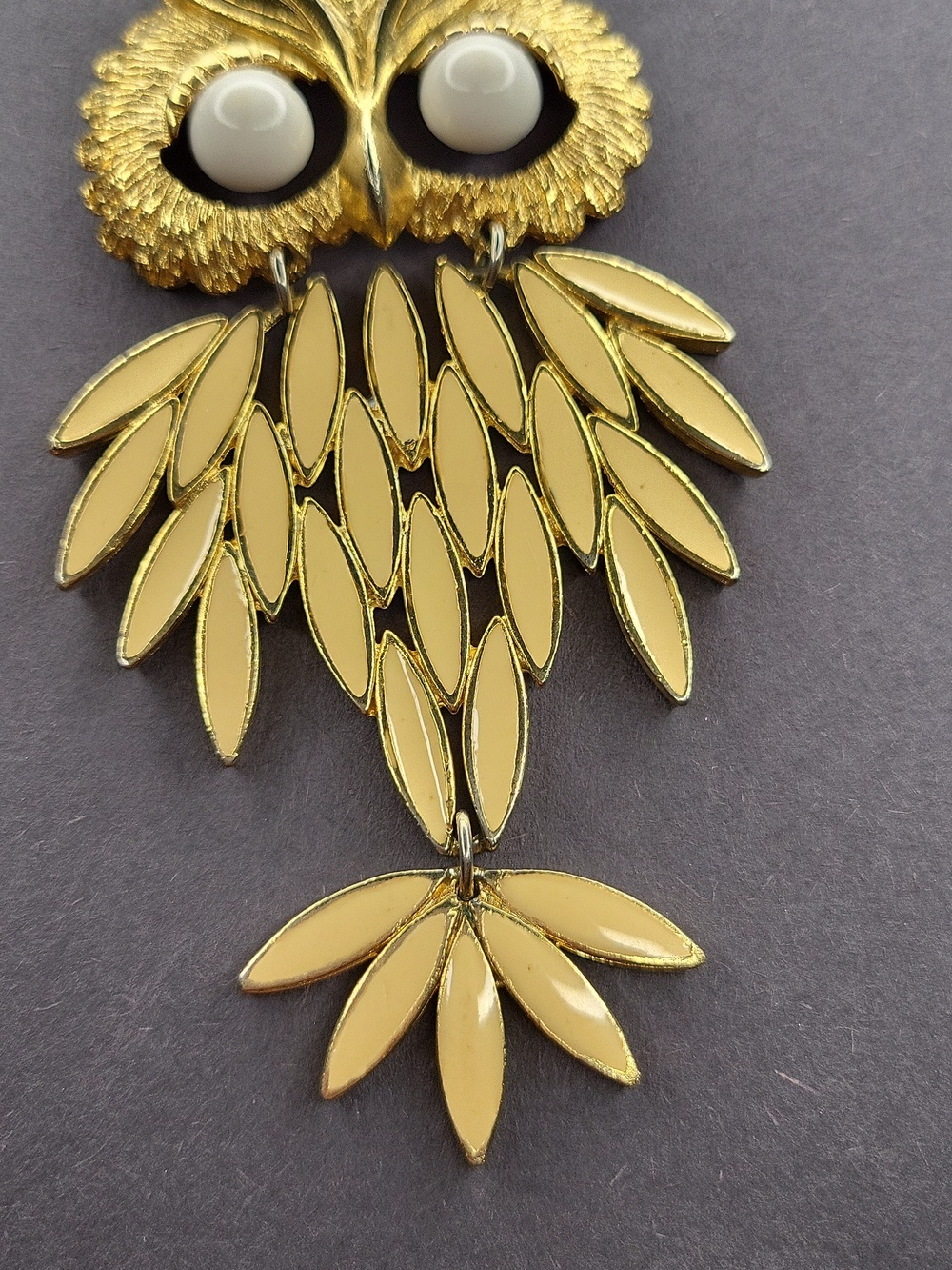 Gold and Cream Owl Pendant